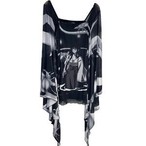 Dolls Kill x InuYasha High-Rank Priestess Mesh Dress | Black White | SZ XXL